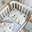 Set lenjerie de schimb pentru patut bebe 3 piese Mix iepurasi bej (4)